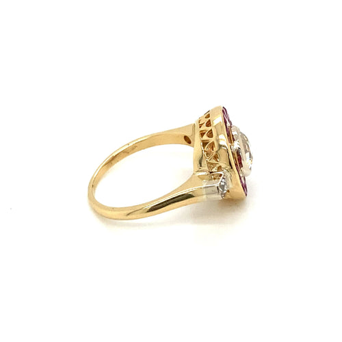 Bague Bague Art Déco Rubis Diamant 58 Facettes