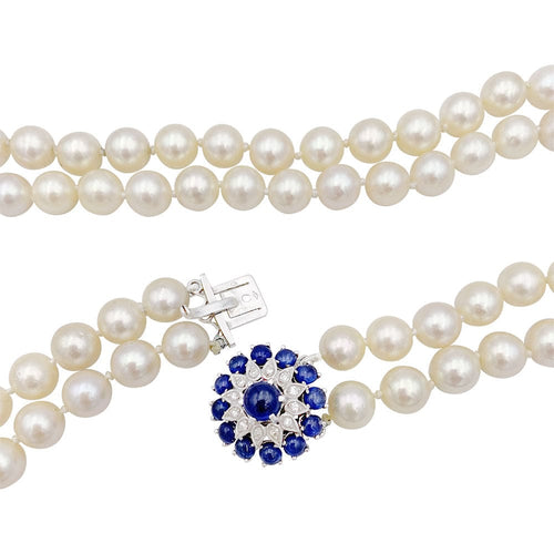 Collier Collier vintage perles, saphirs et diamants. 58 Facettes 32020