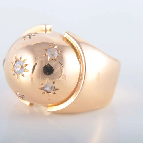 Bague 45 Bague Boule Pierres blanches serti étoile 58 Facettes 1