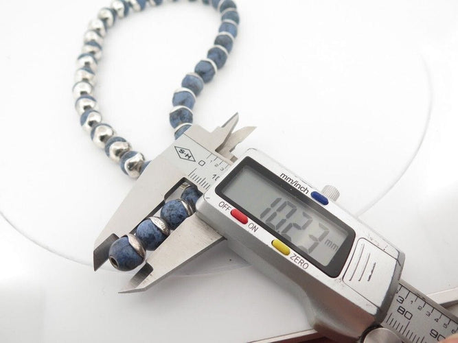 Collier vintage collier HERMES perles de jaspe bleu et argent massif 39cm 58 Facettes 256014