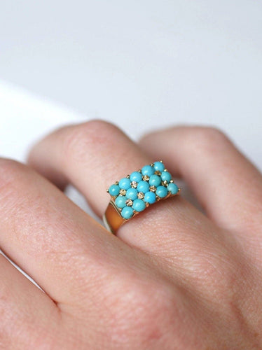Bague chevalière vintage turquoises 58 Facettes