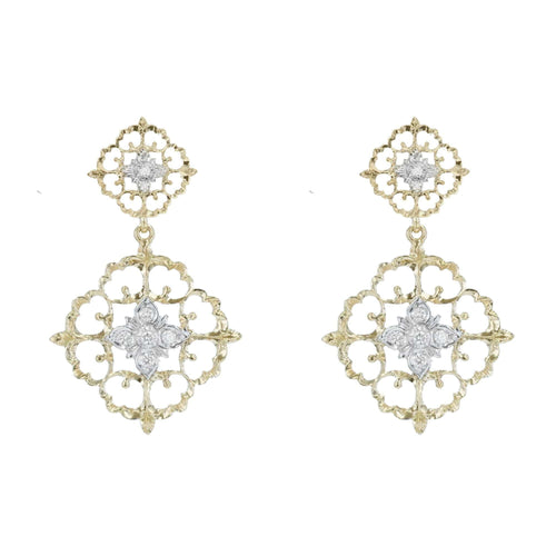 Boucles d'oreilles Pendants d'oreilles diamants ors jaune et blanc arabesques 58 Facettes YG202