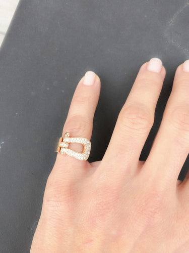 Bague Bague Fred "Force 10" Or Rose, pavée de diamants 58 Facettes
