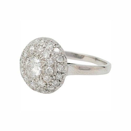 Bague 55 Bague boule en platine, or blanc et diamants. 58 Facettes 31667
