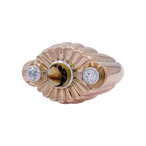 Bague 56 Bague vintage or rose, citrine et diamants. 58 Facettes 32368