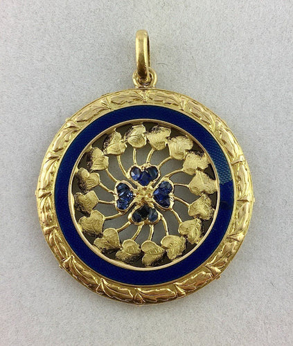 Pendentif Pendentif Belle époque Email et motifs coeurs 58 Facettes