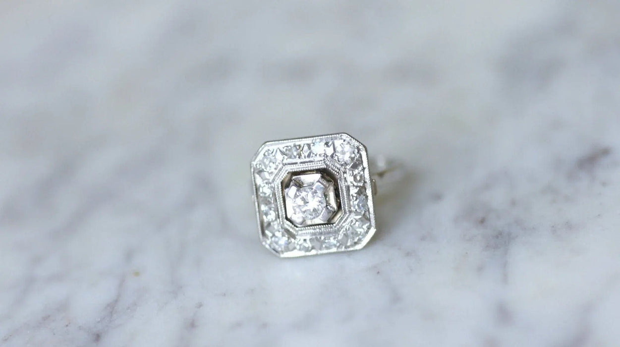 Bague Bague de fiançailles diamant Art Deco octogonale 58 Facettes