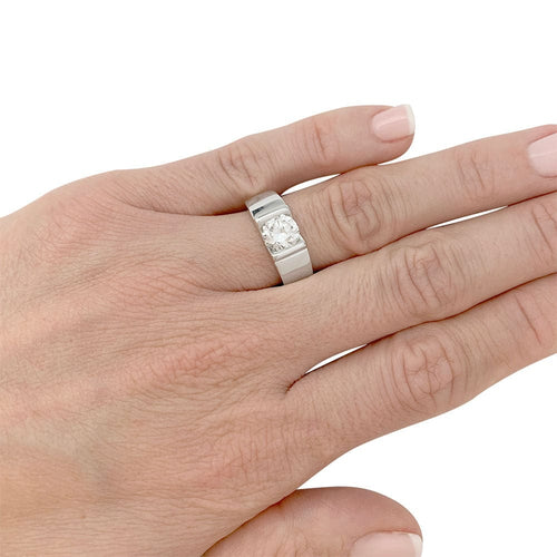 Bague 52 Solitaire en or blanc, diamant 1,14 carats. 58 Facettes 32053