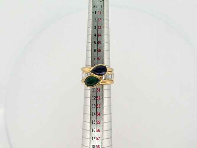 Bague 49 bague toi & moi 49 en or jaune 18k emeraude saphir et diamants 58 Facettes 253447