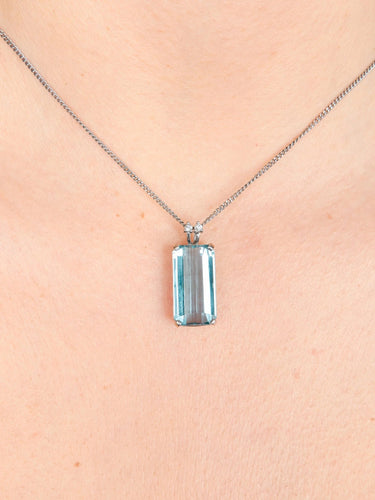 Collier COLLIER OR BLANC & AIGUE-MARINE 58 Facettes BO/220025COL