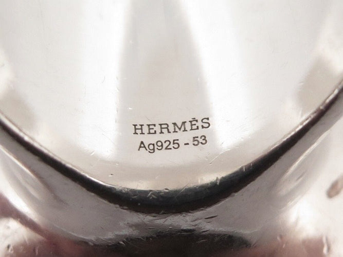 Bague 53 rare bague HERMES ex libris logo taille 53 en argent massif 925 29gr 58 Facettes 251496