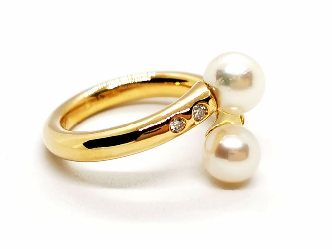Bague 58 Bague Toi et Moi Or jaune Perle 58 Facettes 1161957CD