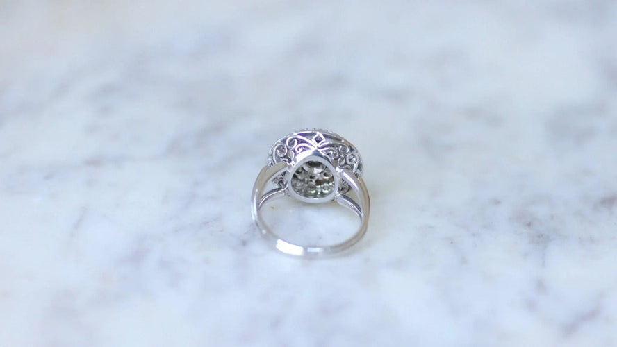 Bague 55 Bague ronde Or blanc Platine Diamants 58 Facettes
