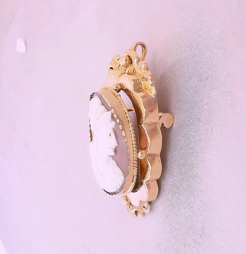 Pendentif Pendentif/Broche Camée sur Agate Or Rose 58 Facettes AA 1463