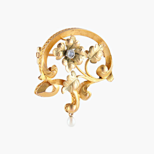Broche Broche Art Nouveau florale or jaune 58 Facettes 449