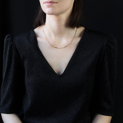 Collier Chaine vintage en or rose gourmette et batonnets 58 Facettes 22-499A