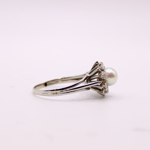 Bague Bague Marguerite diamant perle de culture 58 Facettes