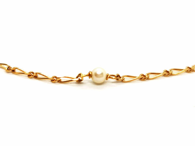 Collier Collier Maille alternée Or jaune Perle 58 Facettes 1654251CN
