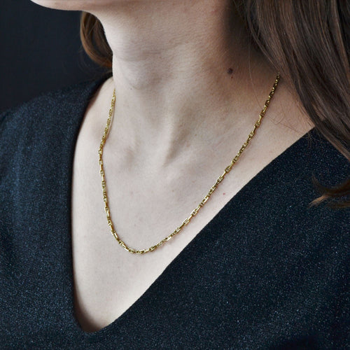 Collier Chaine or jaune maille marine limée 58 Facettes 13-168