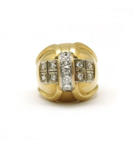 Bague 51 / Jaune / Or 750 Bague Tank Or et diamants 58 Facettes 180148R