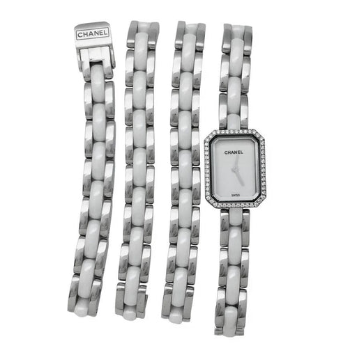 Montre Montre Chanel, "Première Céramique", acier, céramique, diamants. 58 Facettes 32000