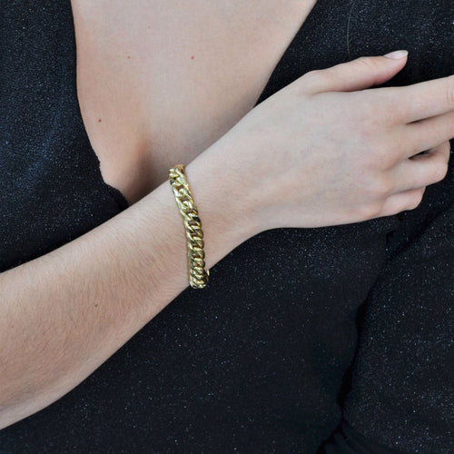 Bracelet Bracelet or jaune gourmette limée 58 Facettes 21-763