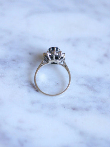 Bague de fiançailles saphir entourage diamants sur or blanc 58 Facettes