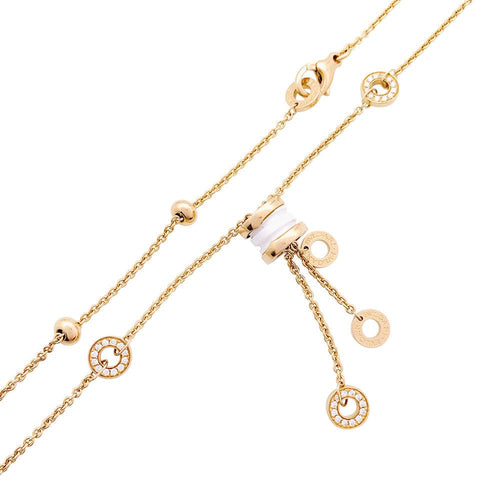 Collier Collier Bulgari, "BZERO1", or rose, céramique blanche et diamants. 58 Facettes 33370