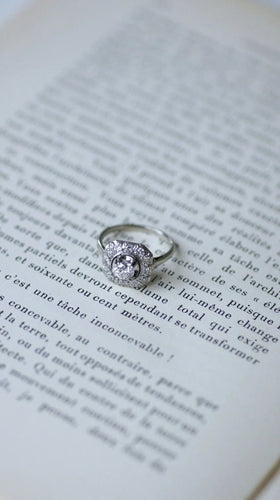 Bague 52 Bague Art Déco Or blanc Platine Diamants 58 Facettes