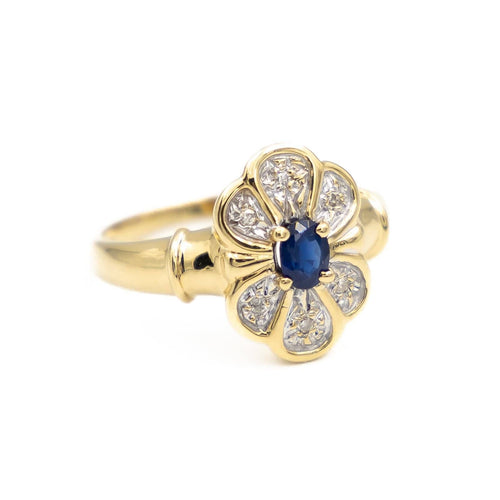 Bague 55 Bague Fleur Or jaune  Saphir 58 Facettes 1670724CN