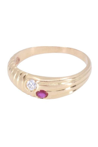Bague 49 BAGUE JONC GODRONNÉE RUBIS ET DIAMANT 58 Facettes 061671