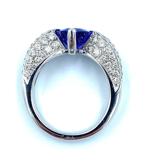 Bague Bague or blanc tanzanite et diamants 58 Facettes