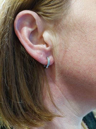 Boucles d'oreilles Créoles en or blanc, diamants 58 Facettes 063491