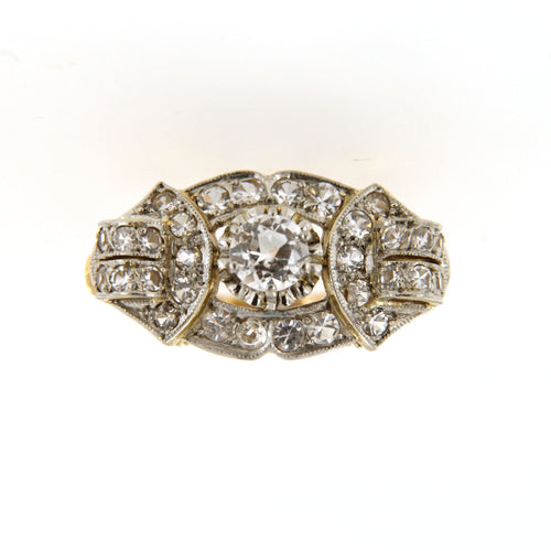 Bague Bague Art Déco, en Or jaune et saphirs blancs 58 Facettes 6507g