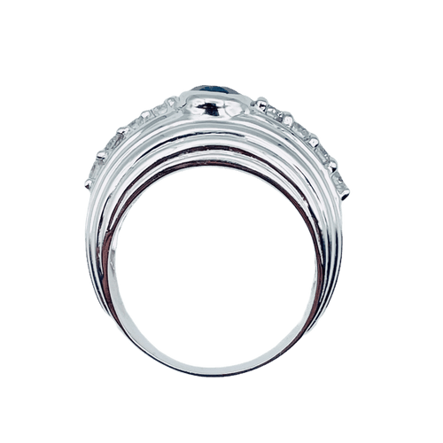 Bague Bague or gris Saphir de Ceylan et Diamants 58 Facettes