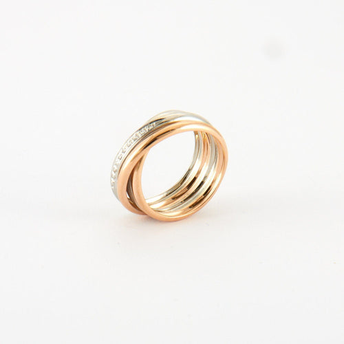 Bague Bague en 3 ors & diamants 58 Facettes