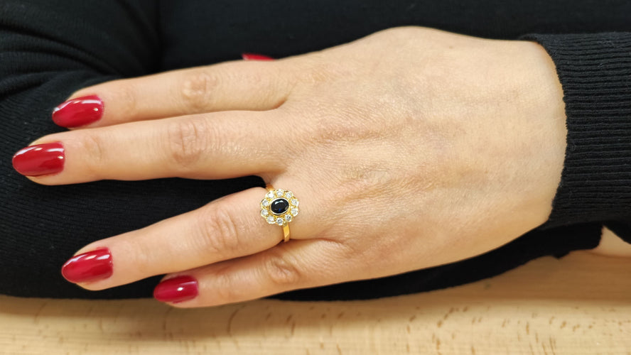 Bague 54 Bague marguerite saphir et diamants 58 Facettes Alpers