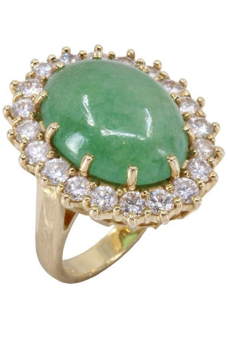 Bague 50 BAGUE POMPADOUR OR JAUNE JADE ET DIAMANTS 58 Facettes 077901