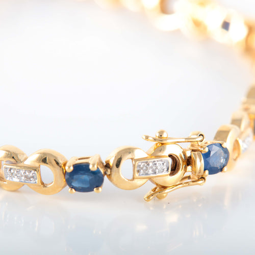 Bracelet BRACELET OR JAUNE 18K SAPHIRS ET DIAMANTS 58 Facettes LP 2142