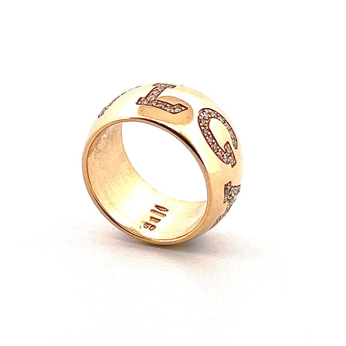 Bague Alliance Bvlgari monogramme diamants, or jaune 18 carats 58 Facettes