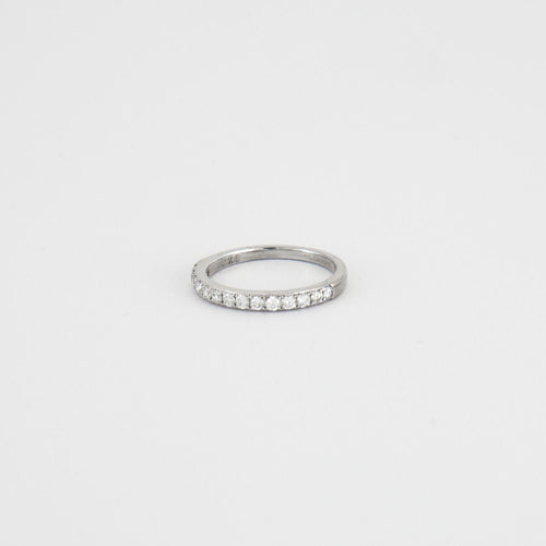 Bague 47 Demi alliance or blanc diamants 0.10ct 58 Facettes