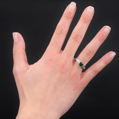 Bague 52 Bague grenat tsavorite et diamants princesse 58 Facettes 22-488