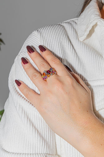 Bague 59 Bague Bandeau Or jaune Grenat 58 Facettes 2819766CN