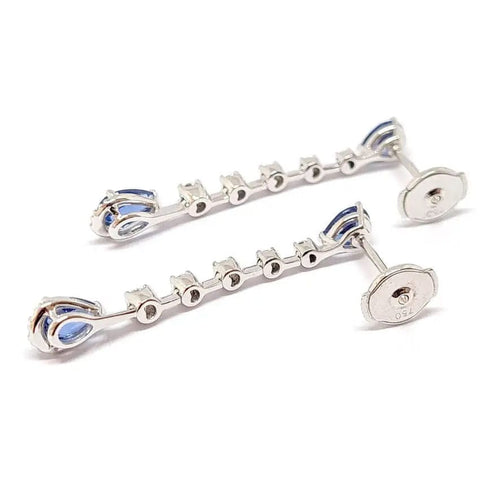 Boucles d'oreilles Pendants d'oreilles saphirs poire diamants or blanc 58 Facettes