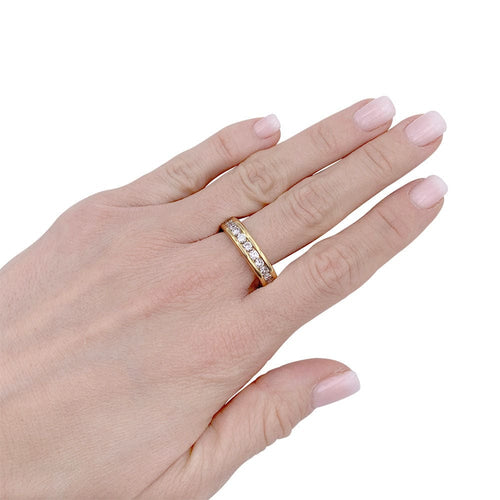 Bague 61 Alliance tour complet or jaune, diamants. 58 Facettes 32207