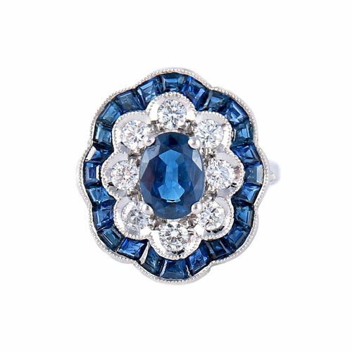 Bague 51 Bague Fleur Saphirs Diamants 58 Facettes