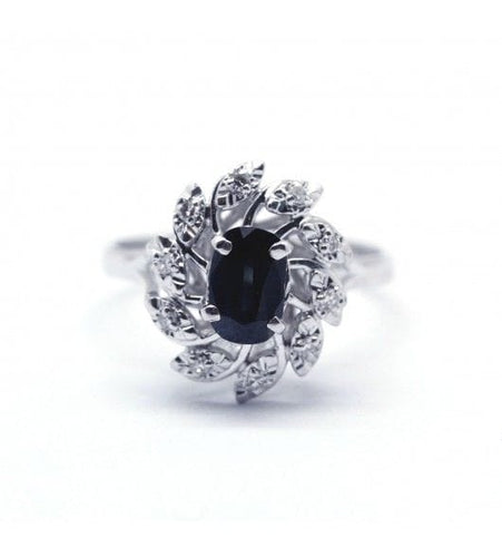 Bague 54 / Blanc/Gris / Or 750 Bague Marguerite Saphir et Diamants 58 Facettes R160646