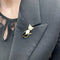 Broche Broche "Chat", or jaune, nacre, onyx, diamants. 58 Facettes 32695