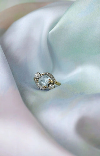 Bague Bague Toi & Moi diamants et aigue marine 58 Facettes