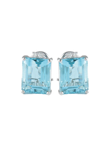 Boucles d'oreilles Or Blanc / Aigue-marine BOUCLES D'OREILLES OR, DIAMANTS & AIGUE-MARINE 58 Facettes BO/220025BO